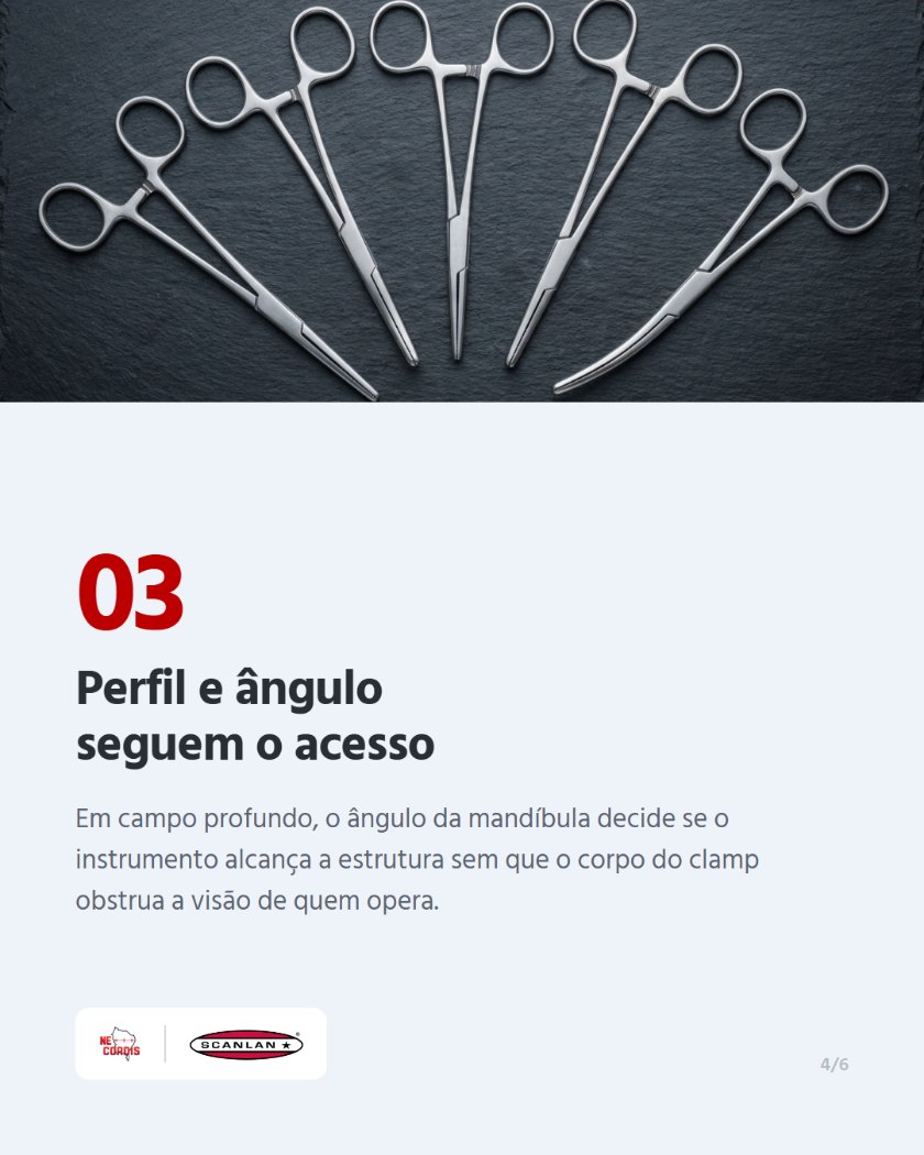 Num clamp vascular, o resto é haste e mola. Quem decide é a mandíbula. — arte 4 de 6