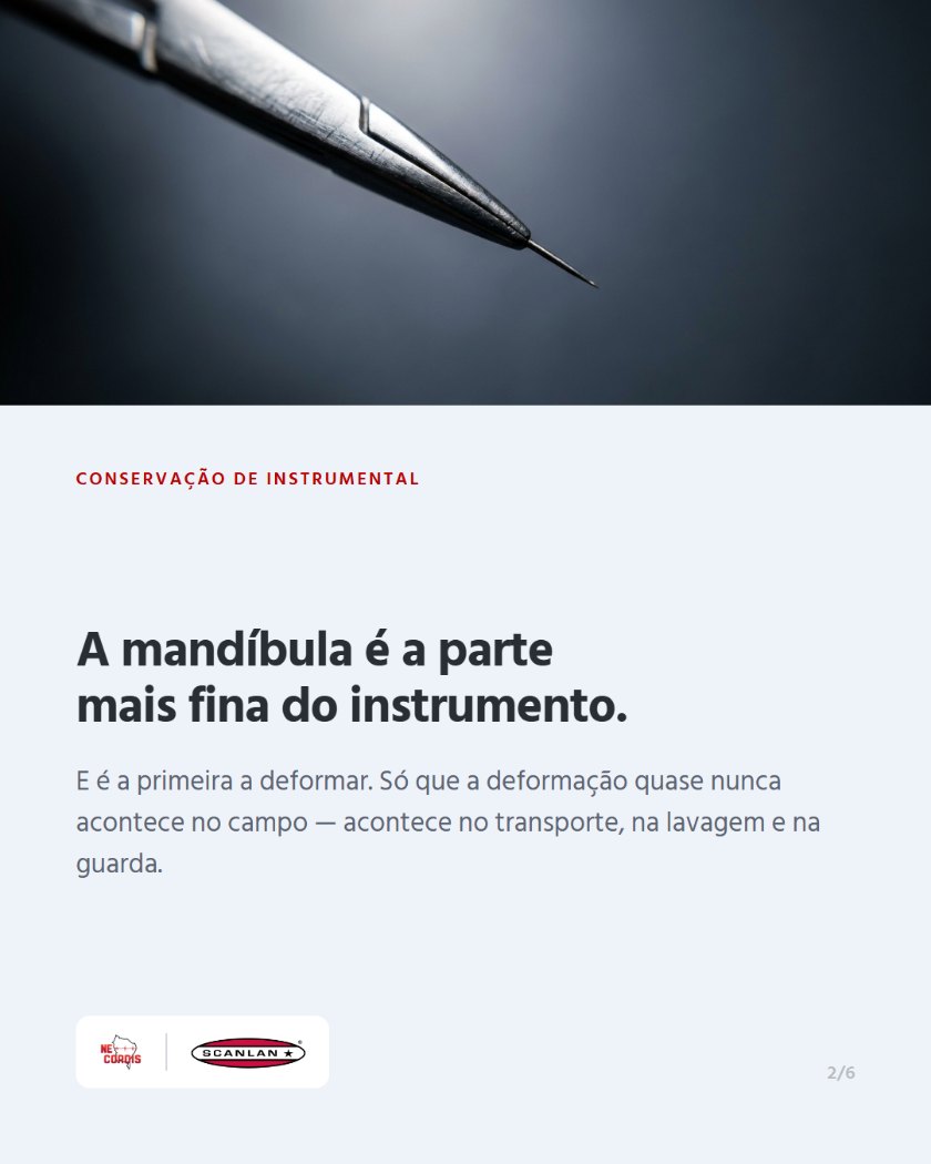 O clamp não se perde na cirurgia. Se perde na caixa. — arte 2 de 6